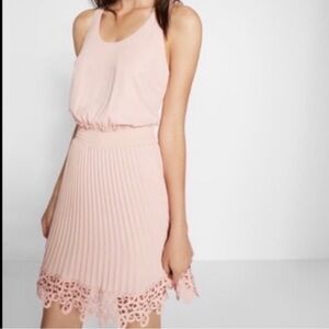 Express Blush Sleeveless Dress with Lace Detail Size XS